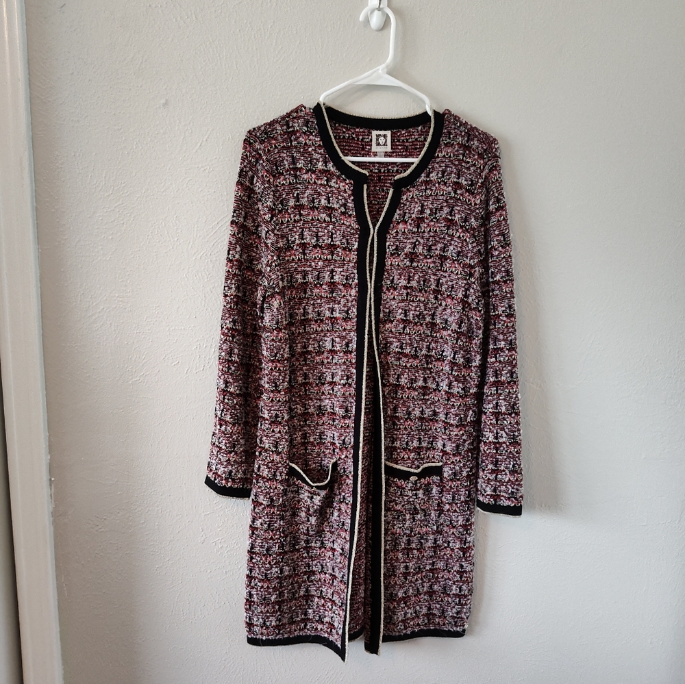 Anne Klein Knit Long Sweater Jacket